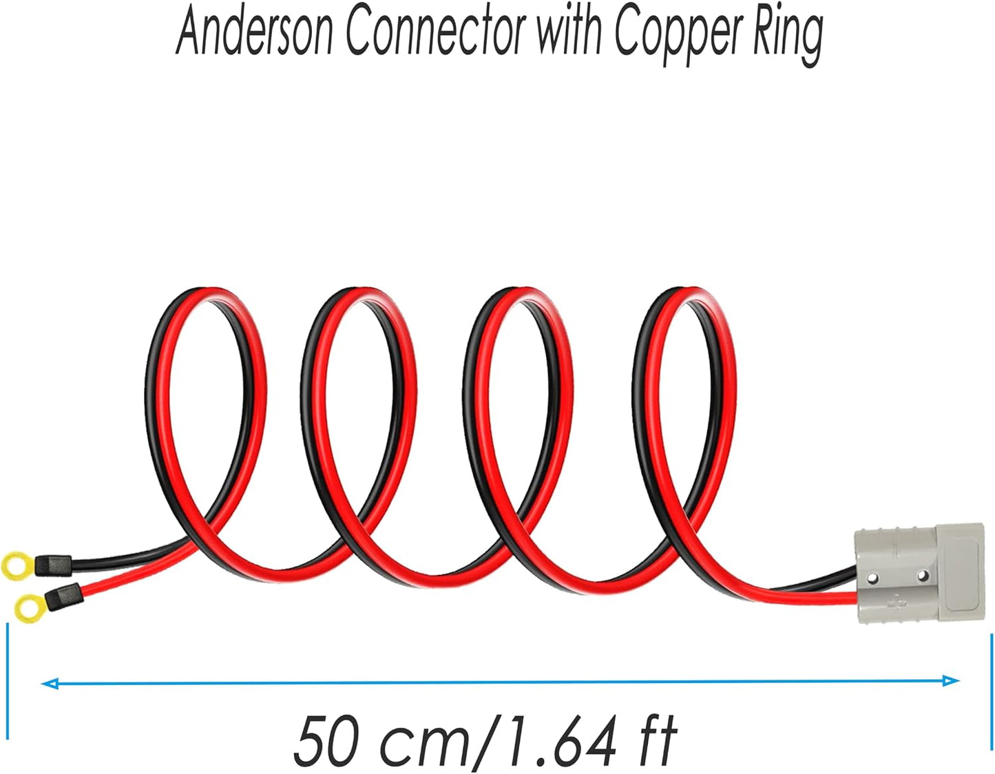 Cable enchufe Anderson 50 A con anillo cobre 10 AWG 19.7"