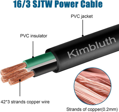 Cable extensión eléctrico 16/3 cobre 50pies para exteriores