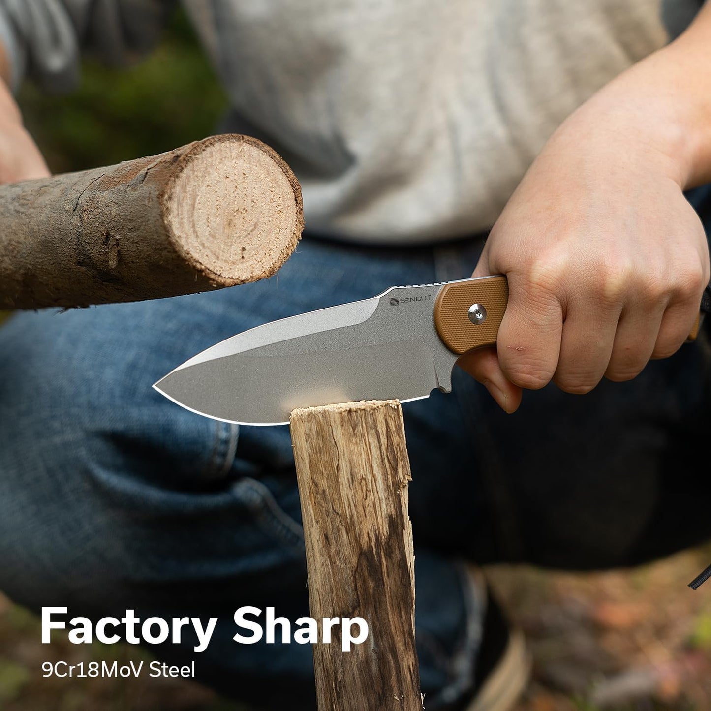 Cuchillo campamento hoja 9Cr18MoV 4.57pulg mango G10 marrón
