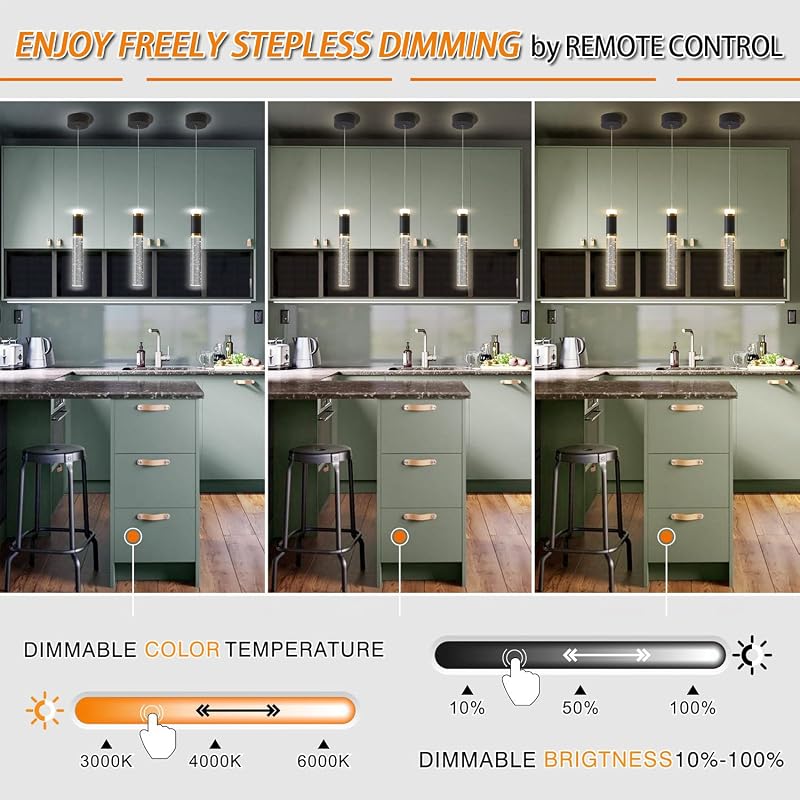 Lámpara colgante LED isla cocina cristal negro dorado
