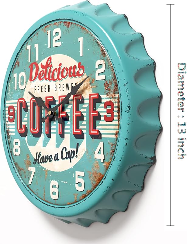 Reloj pared estilo vintage 33cm sin tictac pilas azul