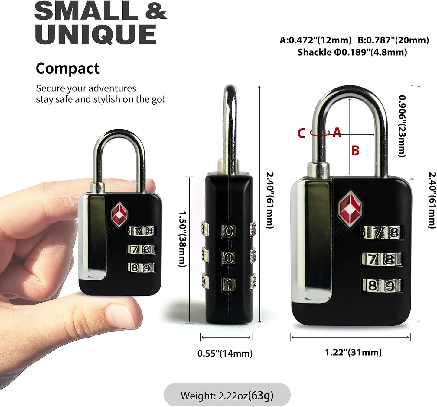 Cerradura TSA combinación 3 dígitos para casillero