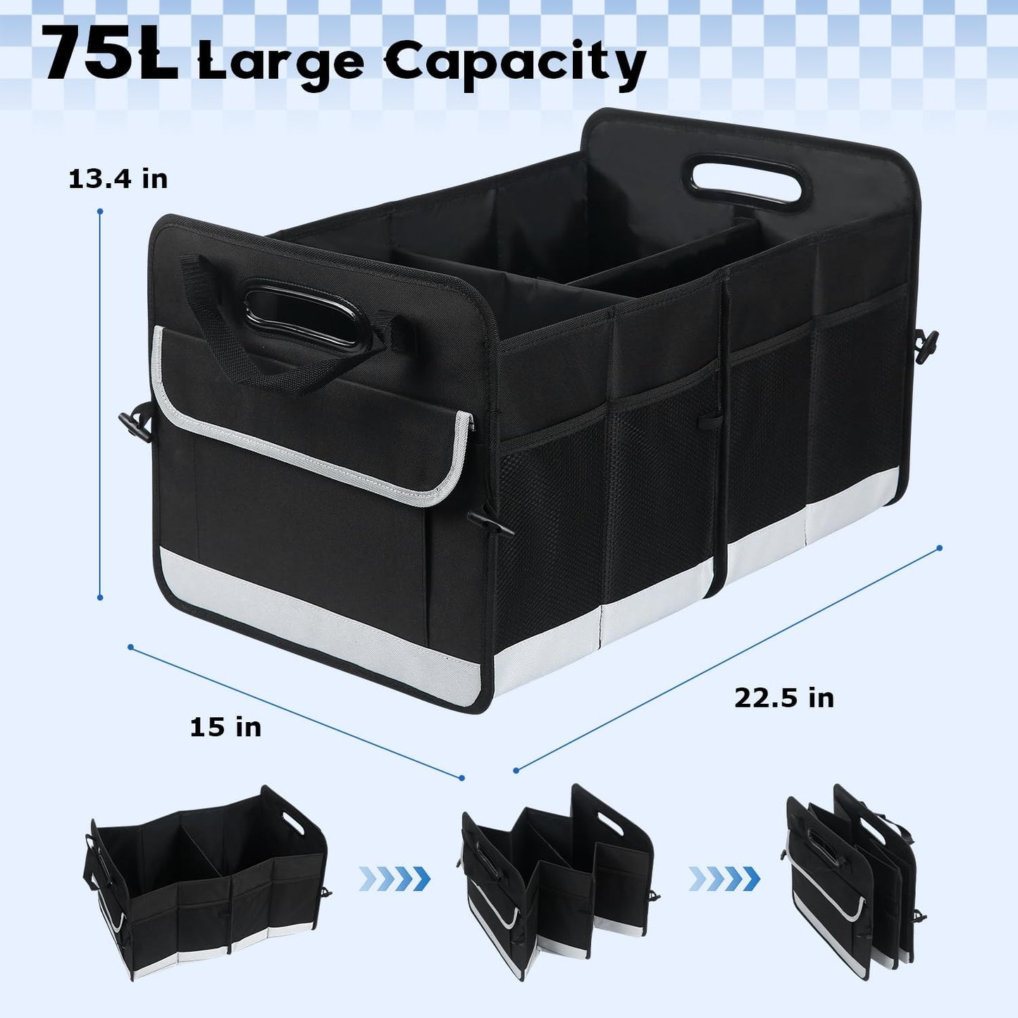 Organiz. maletero auto 72l impermeable plegable para SUV camión