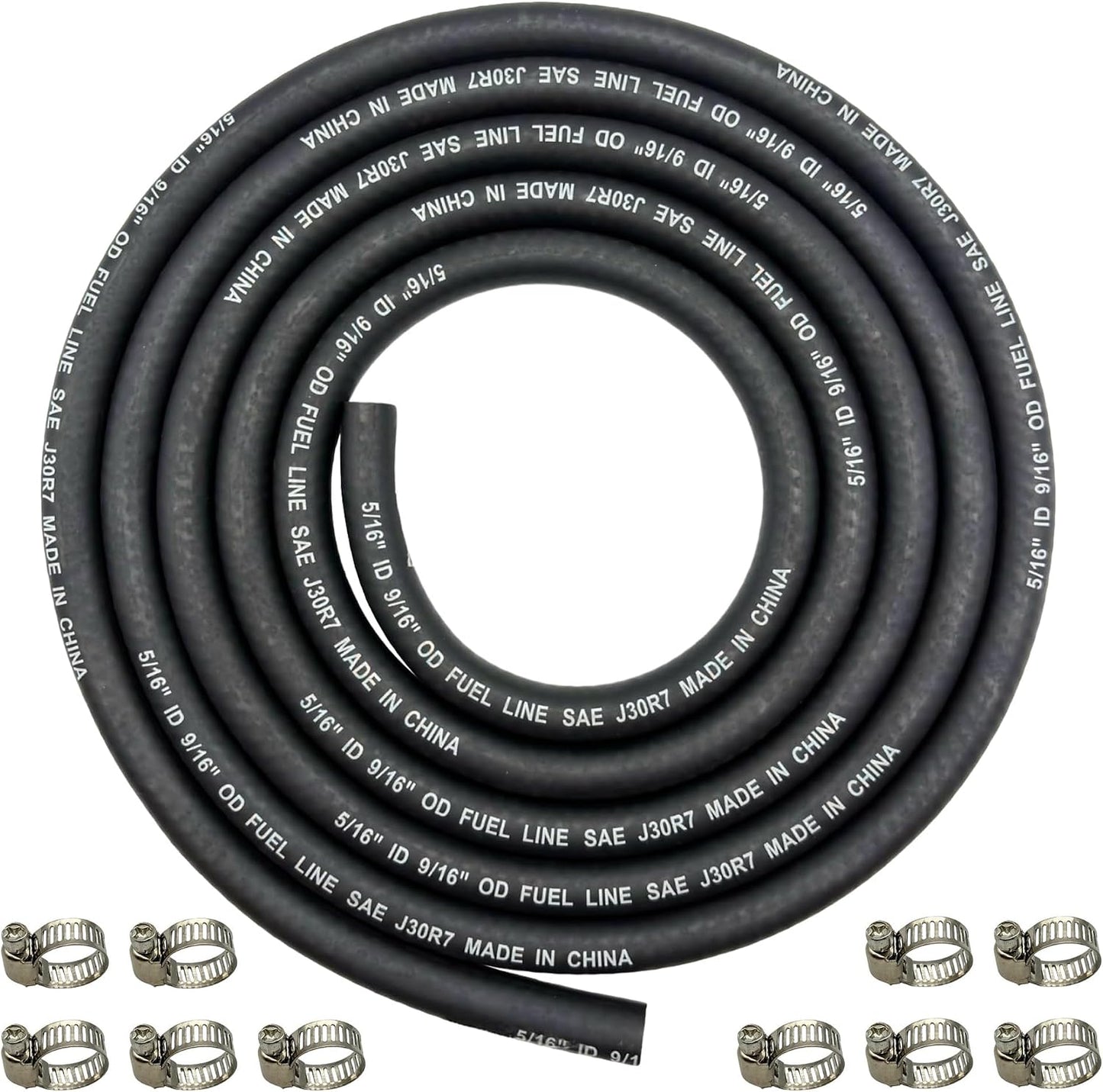 Manguera combustible 5/16pulg trenzada 8ft con 10 abrazaderas