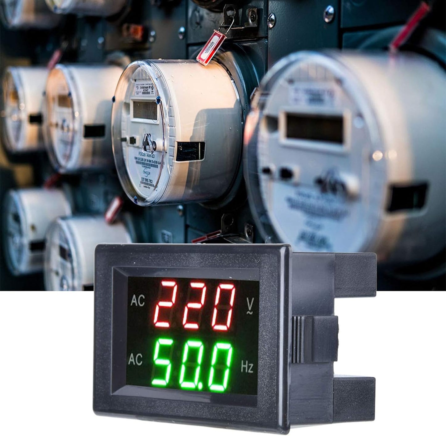 Medidor voltaje CA digital 80-500V frecuencia 45-65HZ LED