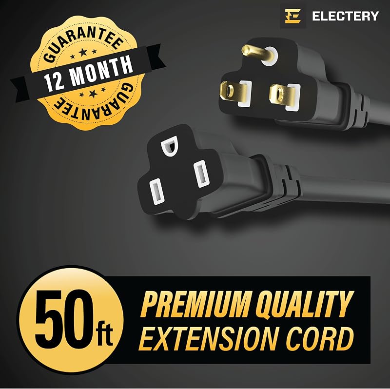 Cable extensión negro 50 ft 16/3 SJTW 3 clavijas exterior