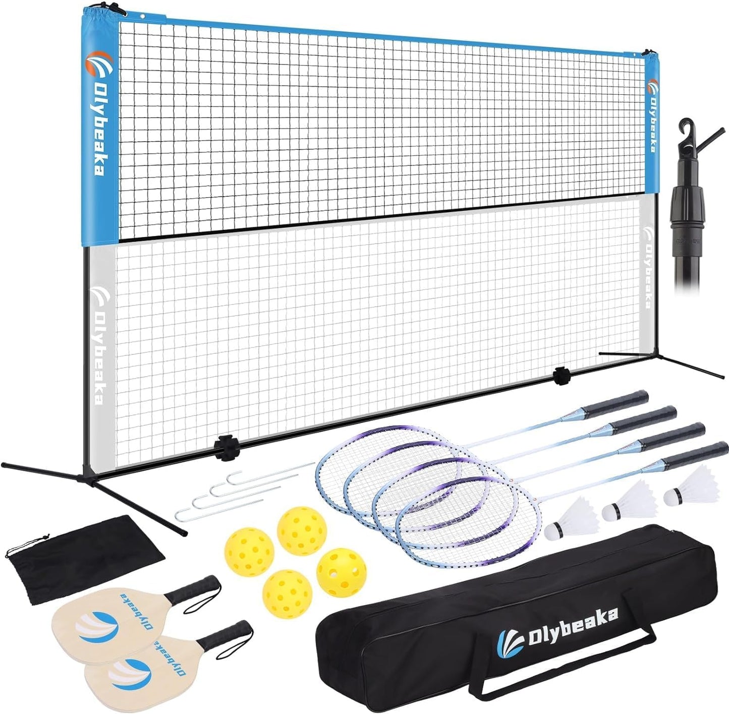 Red portátil pickleball badminton 17ft aluminio 4 raquetas