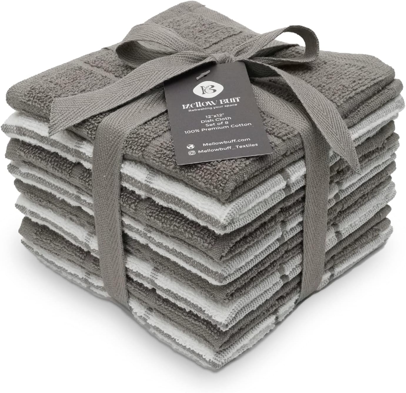 Pack 6 paños cocina algodón terry gris suave absorbente
