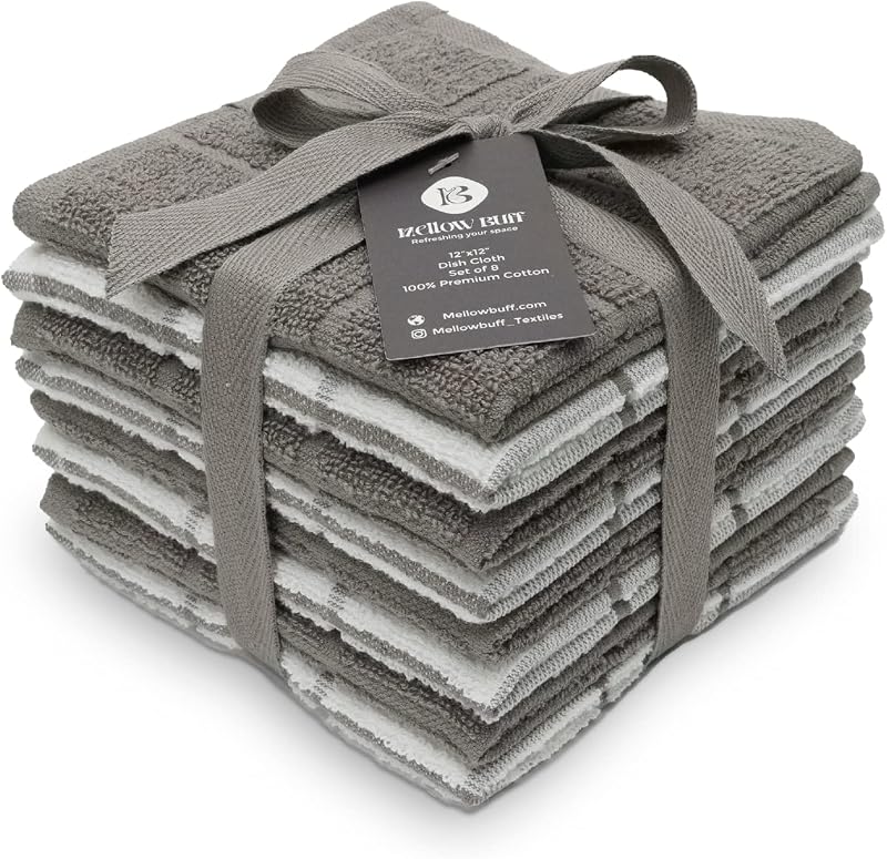 Pack 6 paños cocina algodón terry gris suave absorbente