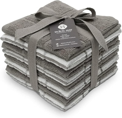 Pack 6 paños cocina algodón terry gris suave absorbente