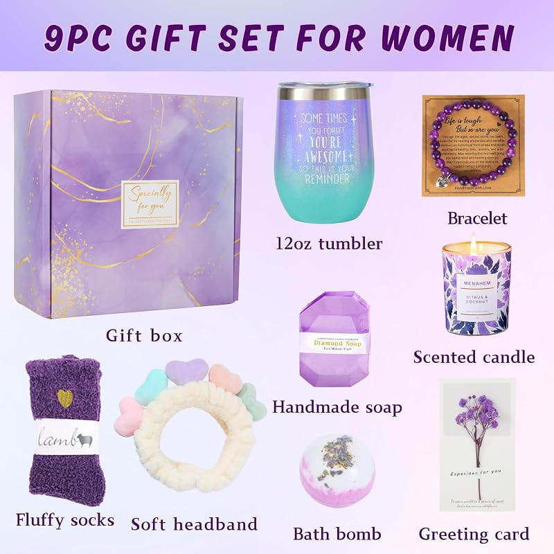 Cesta regalo lavanda para mamá esposa novia 9 pzas