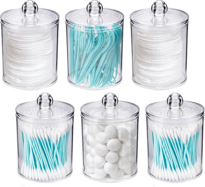 6 Dispensadores Plástico Transparente para Qtip Hisopo