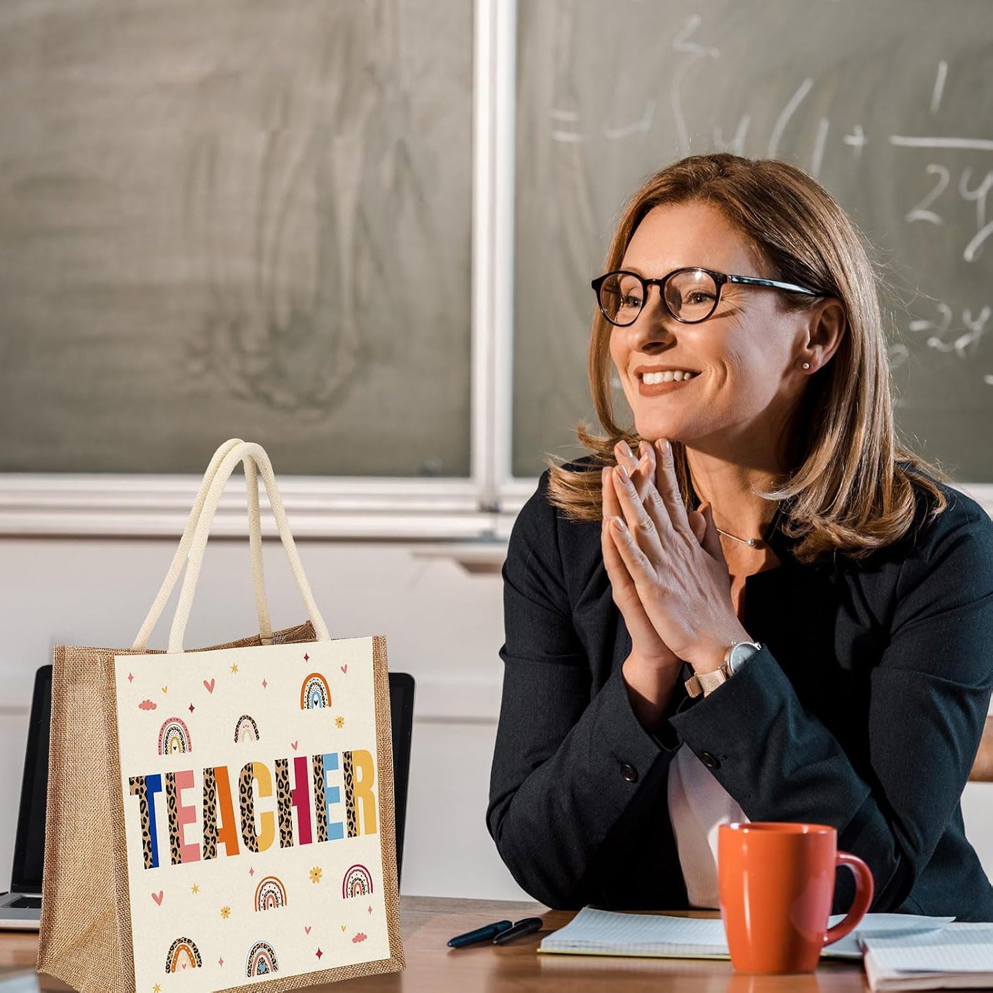 4 Pzas Bolsa Burlap con Asas Regalo Docente