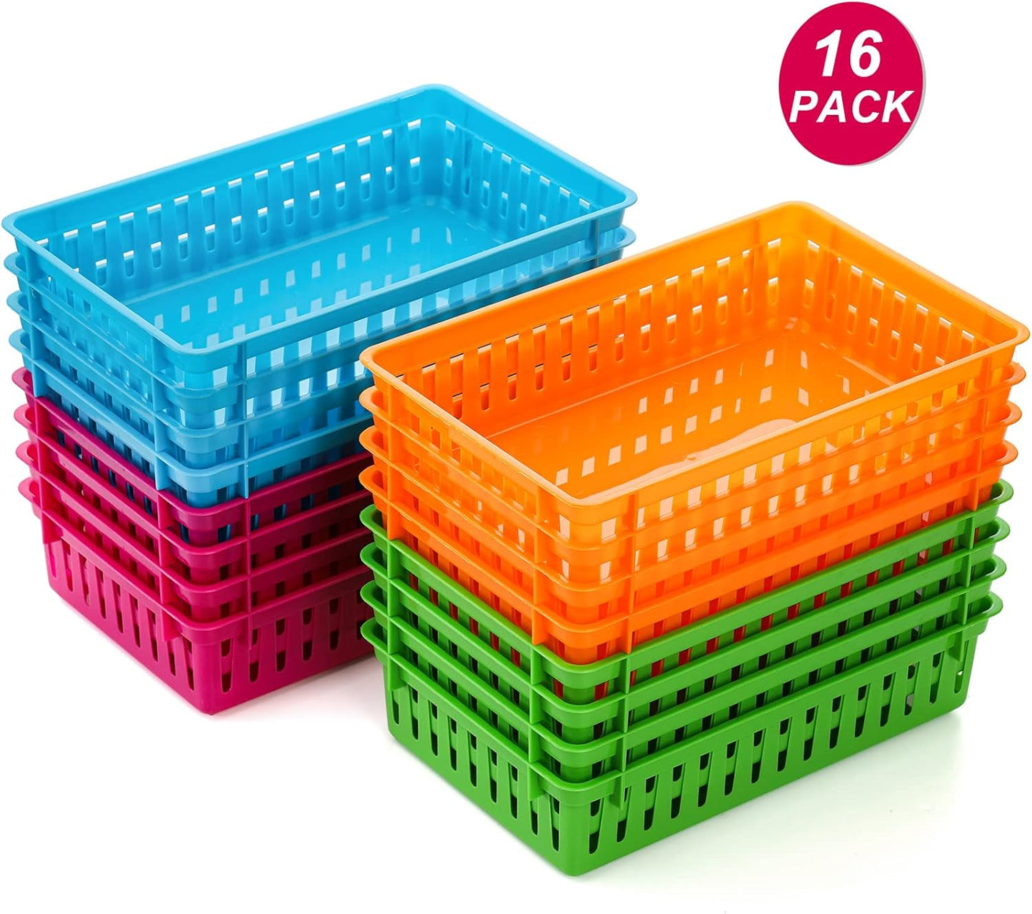 16 Canastas Plástico Almacenamiento Aula Coloridas