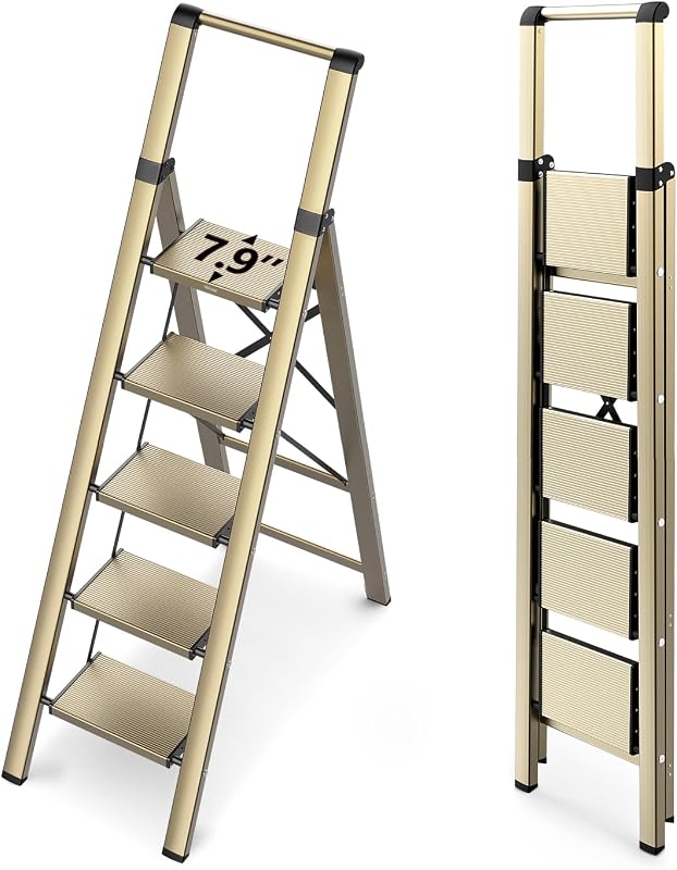 Escalera plegable 5 escalones 10ft barandilla antiderrap