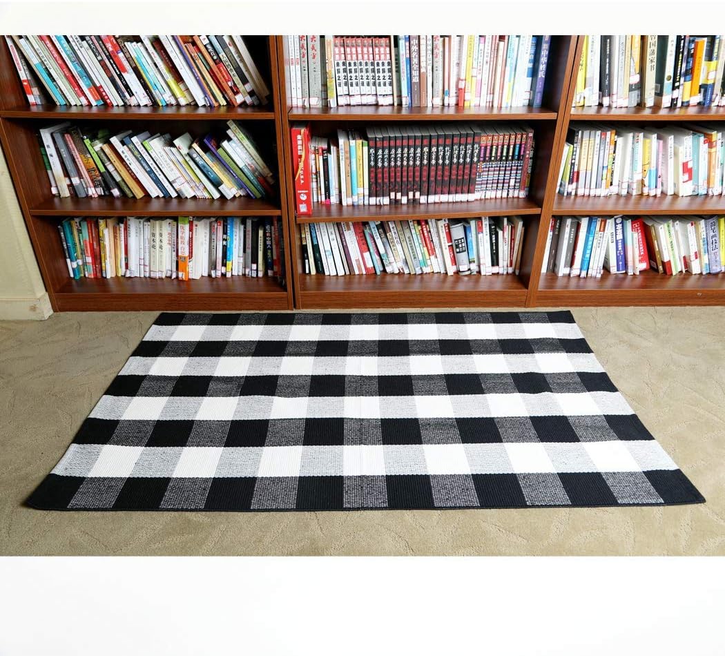 Alfombra cuadros búfalo 3x5ft algodón uso interior