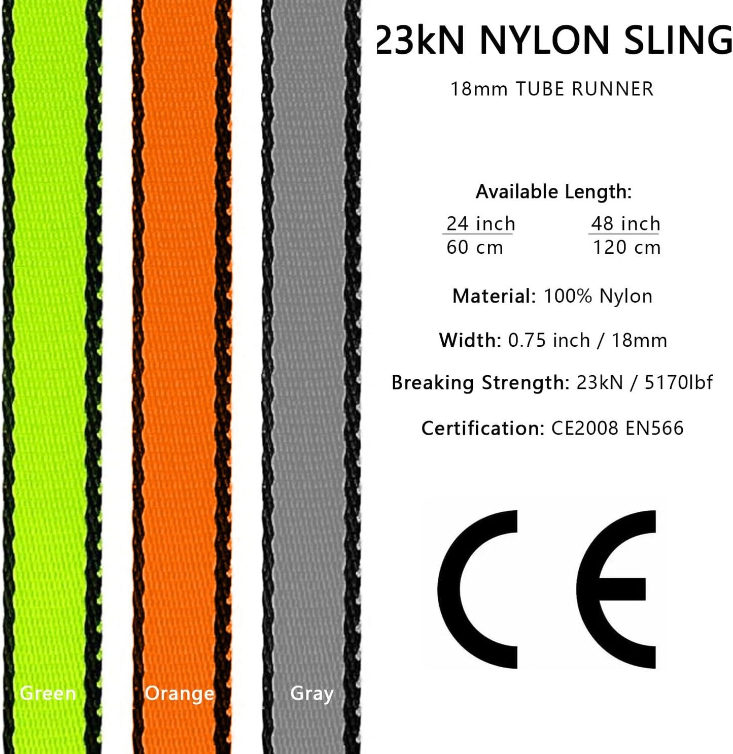 Correa escalada nylon 18mm 23KN CE2008/EN566