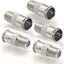Adaptador coaxial tipo F macho a hembra niquelado paquete 5