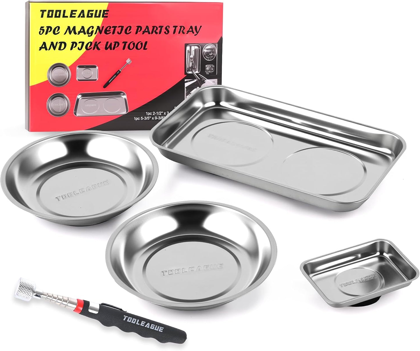 Set 4 bandejas magnéticas acero inox con imanes fuertes