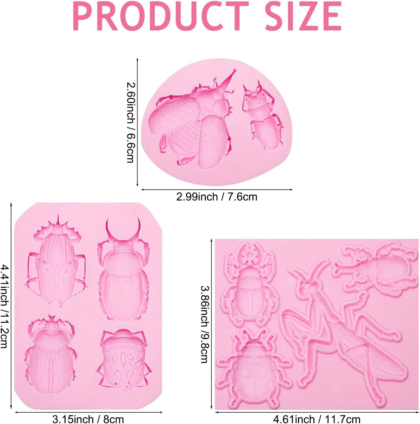 Set 3 Molde Silicón Insectos para Resina y Manualidades