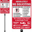 Letrero No Solicitar 14x10" con estaca acero 36"