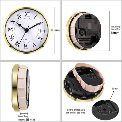 Reloj cuarzo 3.543pulg dorado con números romanos