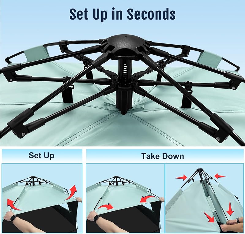 Tienda playa plegable 3-6 personas UV con piso extensible