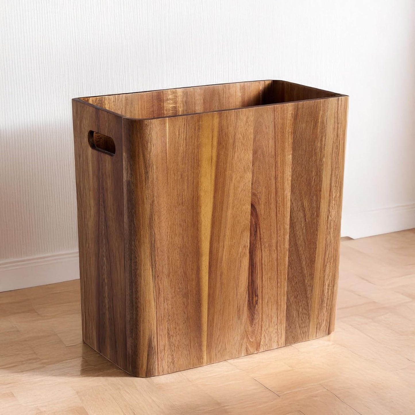 Papeleras madera acacia 3gal con asas para dormitorio