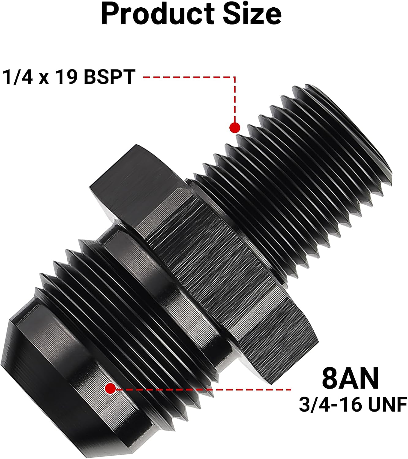 Adaptador aluminio 1/4 BSPT negro