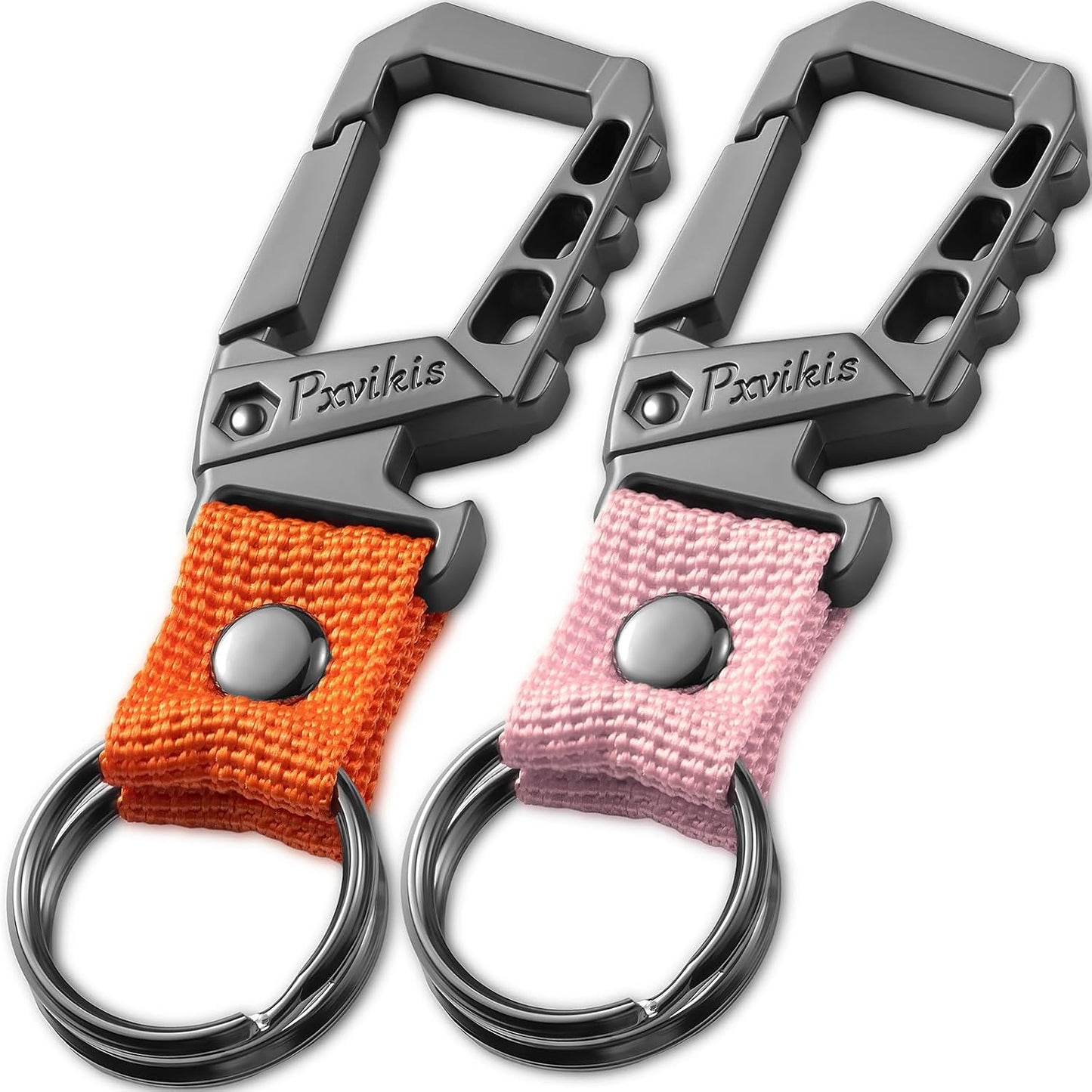 Llavero metal con clip mosquetón y correa unisex