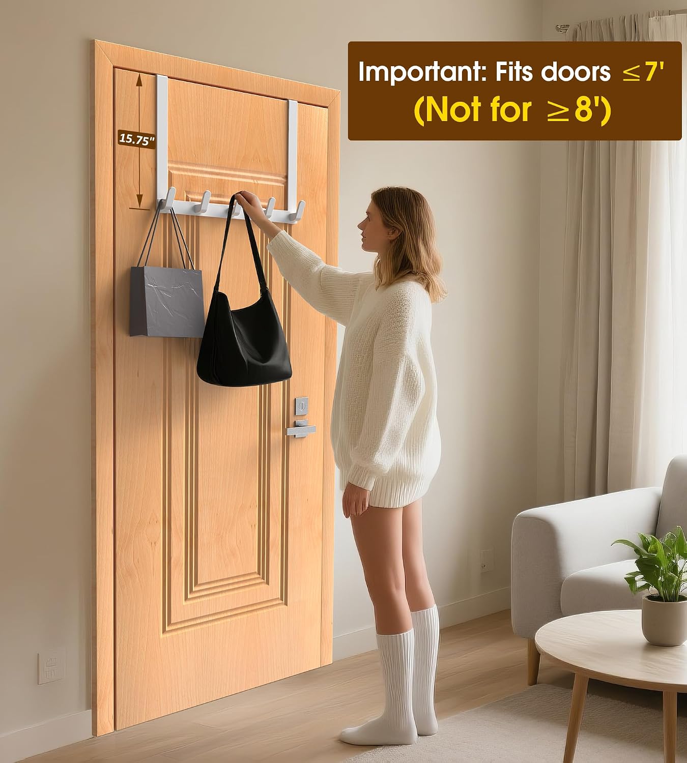 Ganchos puerta largos 15.75pulg para abrigo invierno resistente