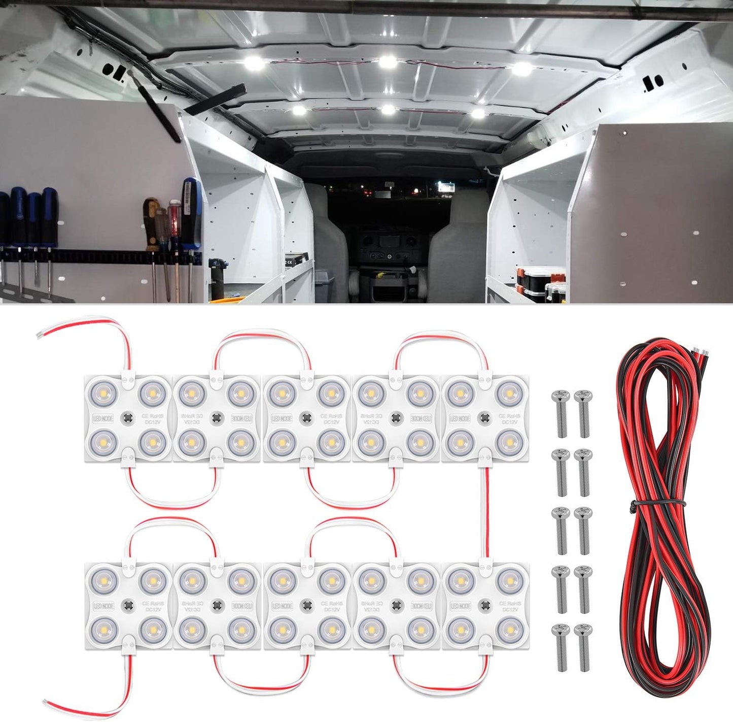 Kit luces LED interior furgoneta 40 LED 12V techo blanco