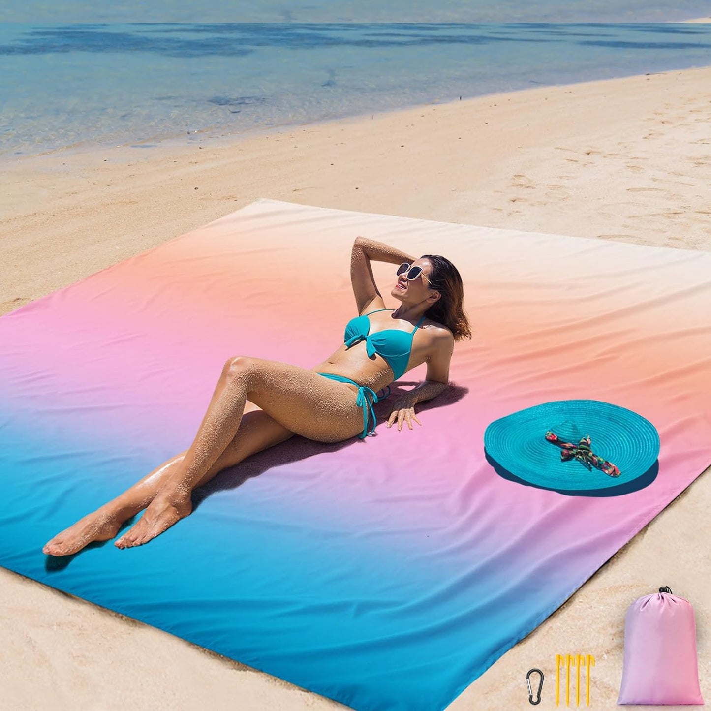Manta playa impermeable 79x108" 6 personas