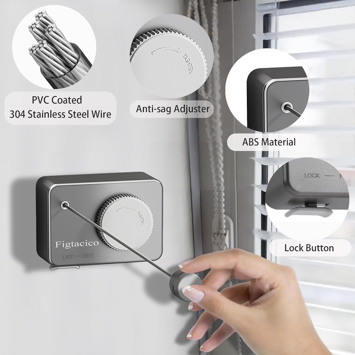 Tendedero retráctil acero inox 13.8ft para espacios pequeños