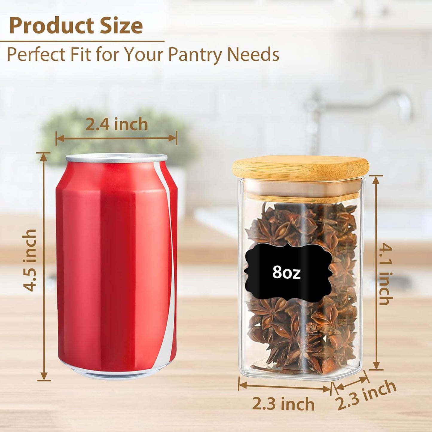 Pack 12 Tarros Vidrio 8oz con Tapas y Etiquetas