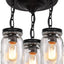 Iluminación colgante 3 luces frasco vidrio mason cocina