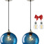 Lámpara colgante cristal azul isla cocina set 2 con LED