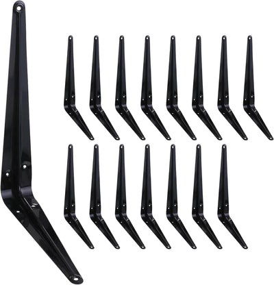 16 Soportes Estante 10" Negro Metal Montaje Pared