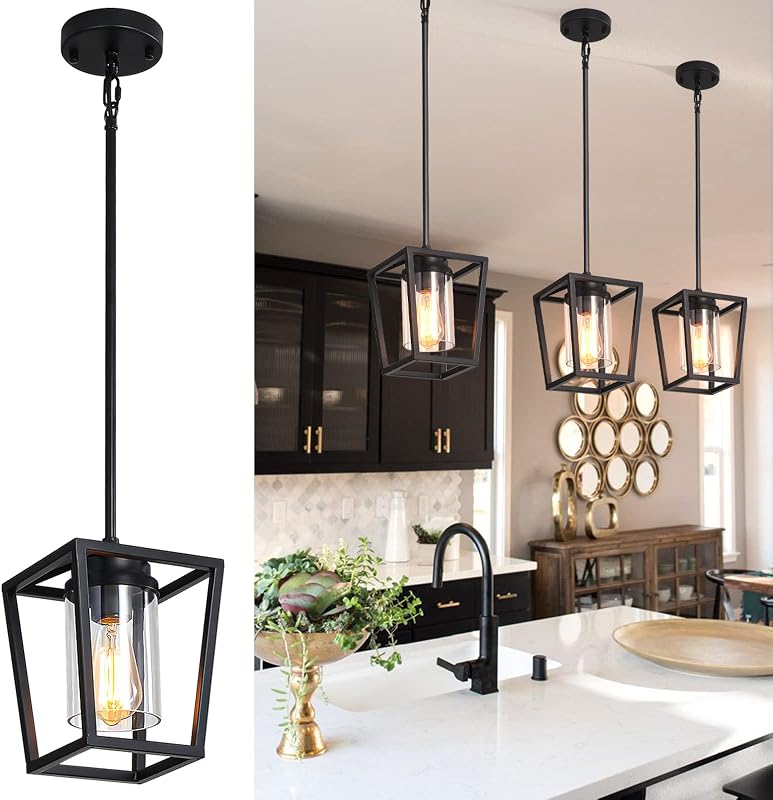 Luz colgante isla cocina jaula granja metal vidrio