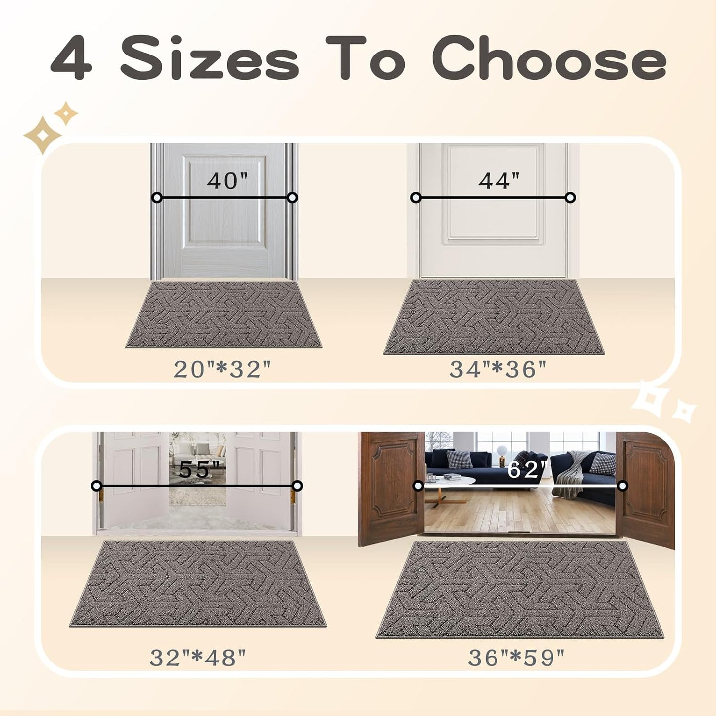 Tapete puerta antiderrap lavable pelo bajo 19.5x31"