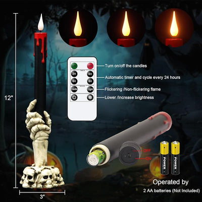Velas LED cónicas Halloween con control remoto 3x12pulg