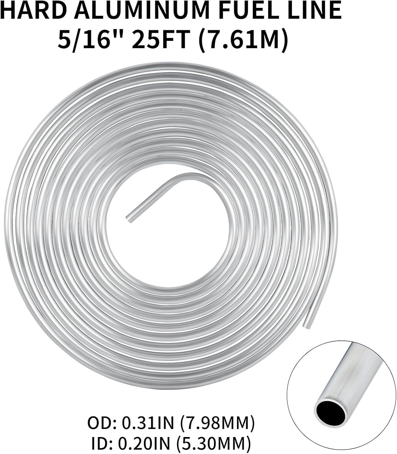 Tubo aluminio 5/16" 25ft resistente corrosión gas aceite