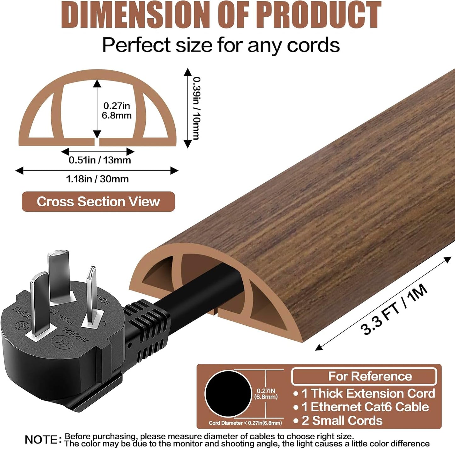 Cubierta autoadhesiva para cables de piso 3.3ft
