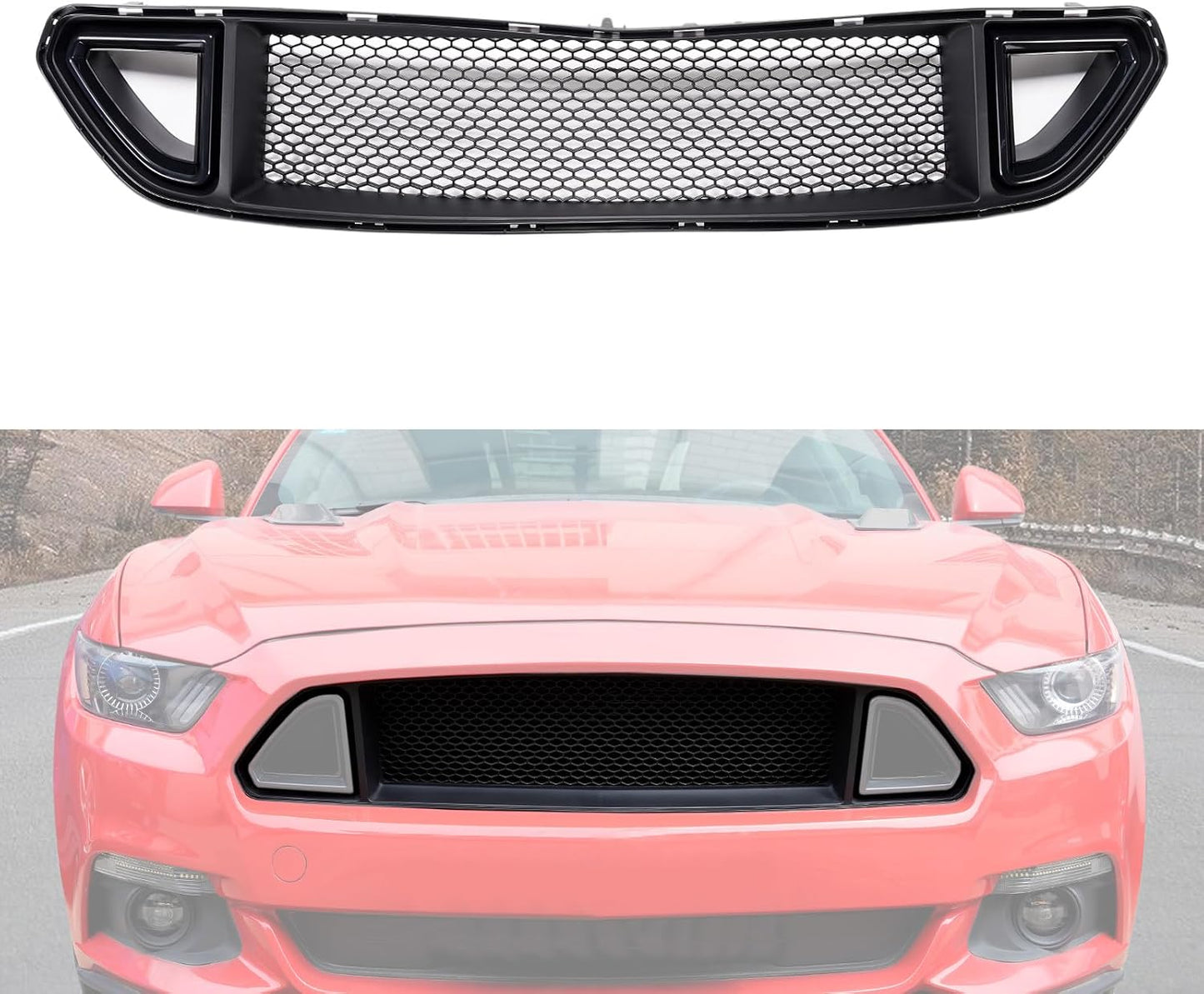 Rejillas superiores Mustang 2015-17 estilo malla negra