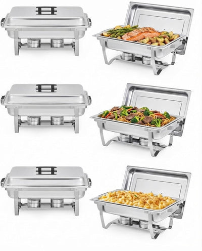 Set 6 Chafer Acero Inox Rectangular Plegable Plata