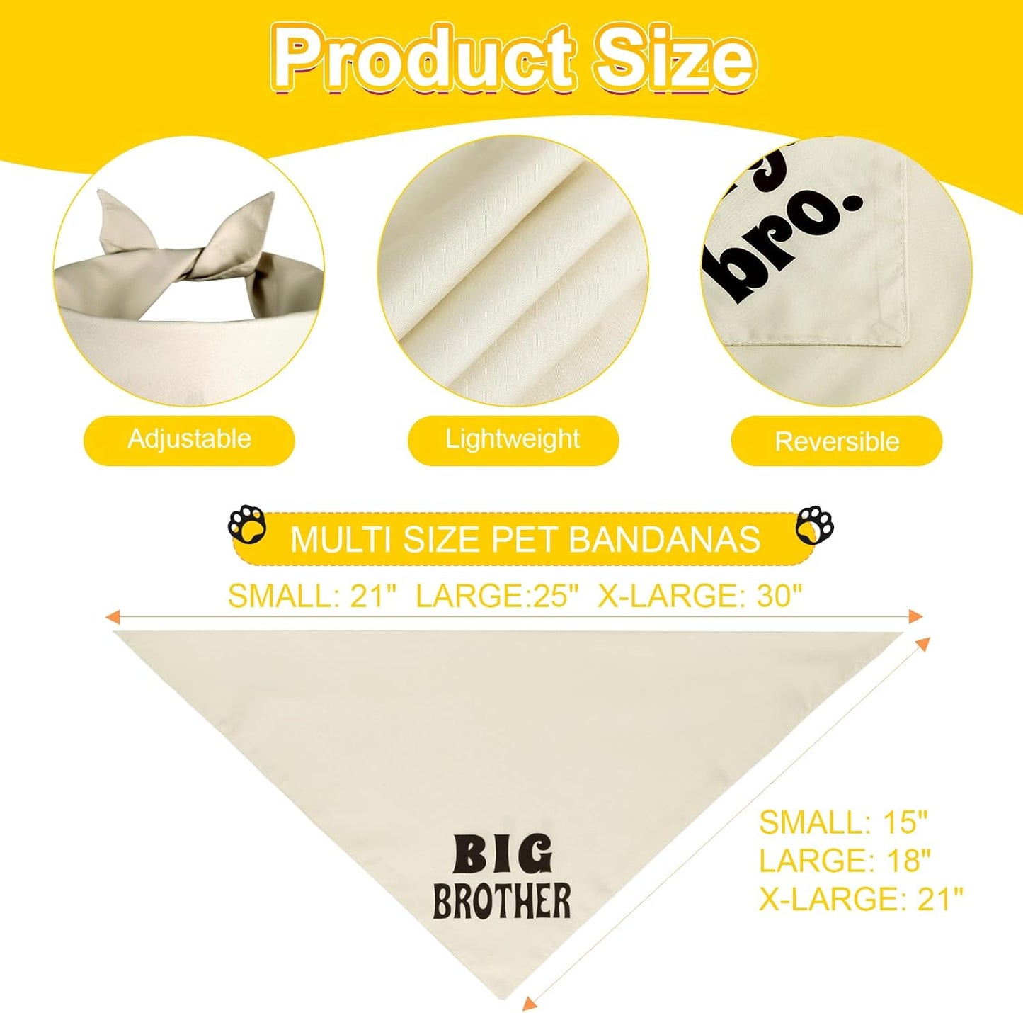 Bandana perro beige grande ajustable anuncio embarazo