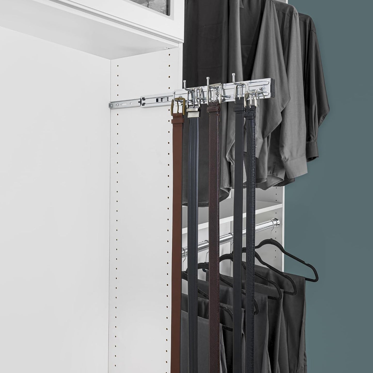 Estante colgador cromo para cinturones corbatas y bufandas