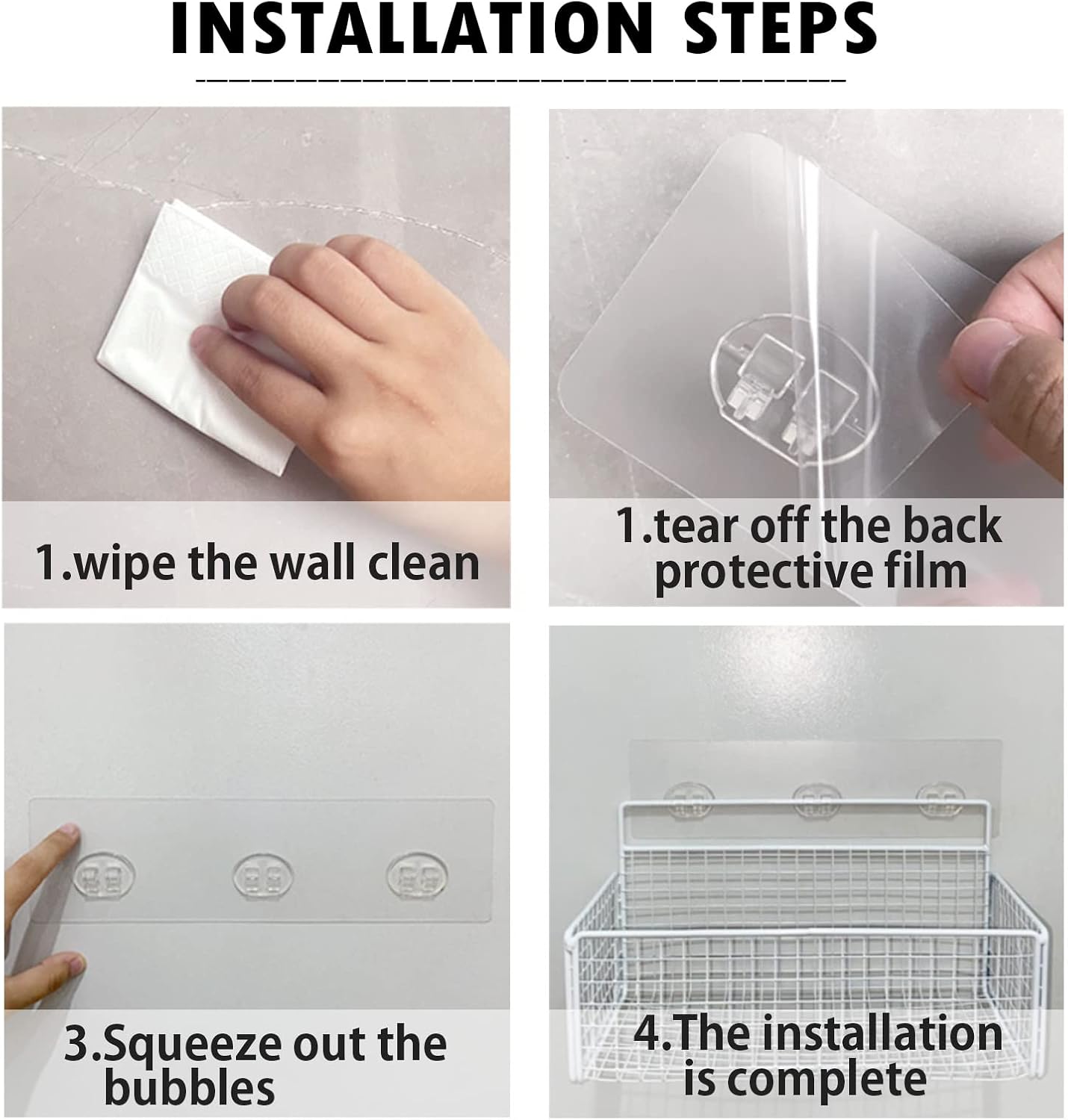 12 Ganchos Adhesivos para Pared Estantes Ducha Sin Perforar