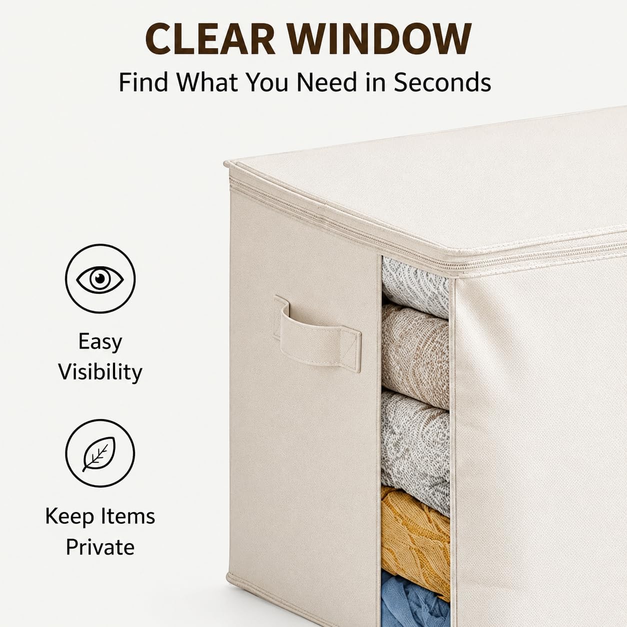 Bolsas lona almacenamiento ropa con asas y ventana 70L