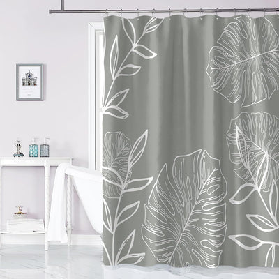 Cortina ducha tela verde salvia hojas Monstera 72x72pulg